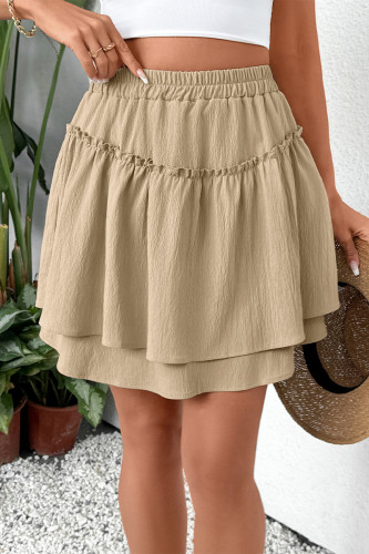Vacation Solid Color Flounce Loose Type A Solid Color Bottoms