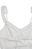 Sexy Solid Color Lace Lace Up V Neck Skinny Bodysuits