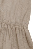 Casual Solid Color Lace Up Backless V Neck Loose Rompers