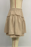 Vacation Solid Color Flounce Loose Type A Solid Color Bottoms