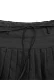 Casual Solid Color Zipper Pleated High Waist Type A Solid Color Bottoms
