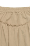 Vacation Solid Color Flounce Loose Type A Solid Color Bottoms