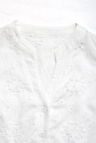 Casual Jacquard Hollow Out V Neck Tops