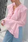 Sexy Solid Color Flounce V Neck Tops