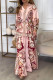 Casual Geometric Print Buttons Turndown Collar Long Sleeve Two Pieces