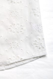 Casual Jacquard Hollow Out V Neck Tops