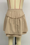 Vacation Solid Color Flounce Loose Type A Solid Color Bottoms