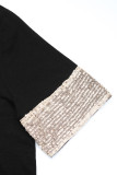 Casual Solid Color Sequins V Neck T-Shirts