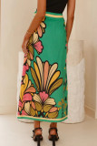 Vacation Floral Print Slit Irregular High Waist Full Print Bottoms