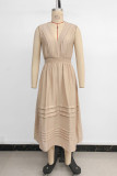 Casual Solid Color Pleated V Neck Sleeveless Dresses