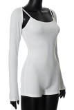 Sexy Solid Color U Neck Sleeveless Two Pieces