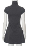 Casual Solid Color Patchwork Half A Turtleneck A Line Dresses
