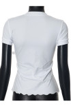 Sexy Solid Color Lace Up V Neck T-Shirts