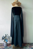 Elegant Solid Color Pearls Decor Square Neck Evening Dresses