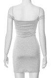 Sexy Solid Color Off Shoulder Wrapped Skirt Dresses