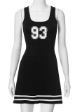 Sportswear Letters Patchwork Contrast U Neck Sleeveless Dresses
