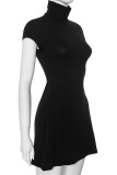 Casual Solid Color Patchwork Half A Turtleneck A Line Dresses