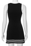 Sportswear Letters Patchwork Contrast U Neck Sleeveless Dresses