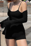 Sexy Solid Color U Neck Sleeveless Two Pieces