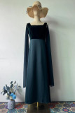 Elegant Solid Color Pearls Decor Square Neck Evening Dresses