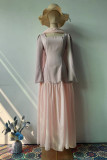 Elegant Solid Color Patchwork Hot Drill ribbon Square Neck Evening Dresses