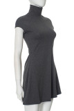 Casual Solid Color Patchwork Half A Turtleneck A Line Dresses