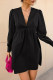 Daily Solid Color Patchwork V Neck Long Sleeve Dresses