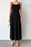 Sexy Solid Color Slit V Neck Sling Dresses