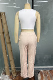 Casual Solid Color Pocket Patchwork O Neck Sleeveless Two Pieces