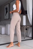 Casual Solid Color Pocket Patchwork O Neck Sleeveless Two Pieces