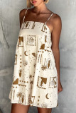 Casual Geometric Print Patchwork Square Neck Sling Dresses