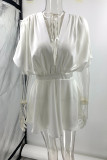 Sexy Solid Color Lace Up V Neck Rompers