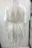 Sexy Solid Color Lace Up V Neck Rompers