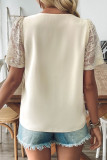 Sexy Solid Color Lace V Neck T-Shirts