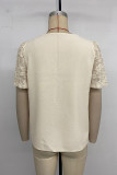 Sexy Solid Color Lace V Neck T-Shirts