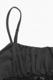 Sexy Solid Color Lace Lace Up Square Neck Tops