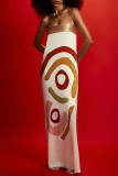 Sexy Geometric Print Contrast Strapless Printed Dresses