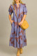 Casual Floral Print Pocket Contrast O Neck A Line Dresses