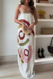 Sexy Geometric Print Contrast Strapless Printed Dresses