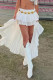 Sexy Solid Color Irregular Flounce High Waist Solid Color Bottoms(No belt)