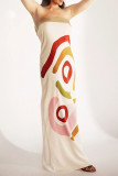 Sexy Geometric Print Contrast Strapless Printed Dresses
