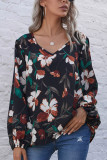 Fashion Casual Print V Neck Tops