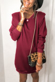 Fashion Casual Solid Split Joint O Neck Pencil Skirt Dresses