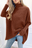 Fashion Casual Solid Split Joint Turtleneck Tops