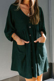 Fashion Casual Solid Split Joint V Neck A Line Dresses