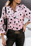 Fashion Sweet Print Flounce V Neck Tops