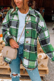 Fashion Daily Adult Plaid Split Joint Cardigan Turndown Collar Tops