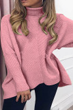 Fashion Casual Solid Split Joint Turtleneck Tops
