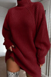 Fashion Solid Turtleneck Straight Dresses