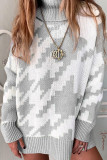 Fashion Casual Print Patchwork Turtleneck Tops